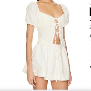 For Love and Lemons Billie Mini Cream skirt Size S (NWT)